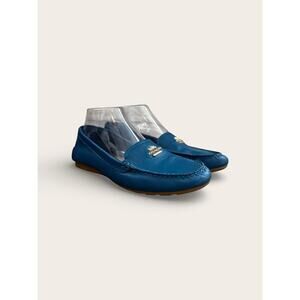 Coach Opal Loafers In Blue Pebble Leather